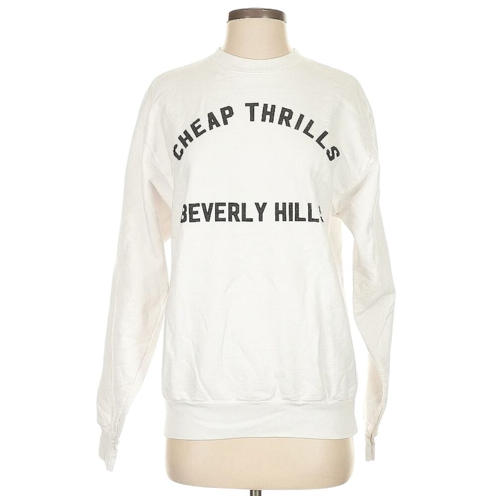 LOCAL AUTHORITY FUFC Cheap Thrills Beverly Hills sweatshirt white pullover Sz S - Picture 2 of 7